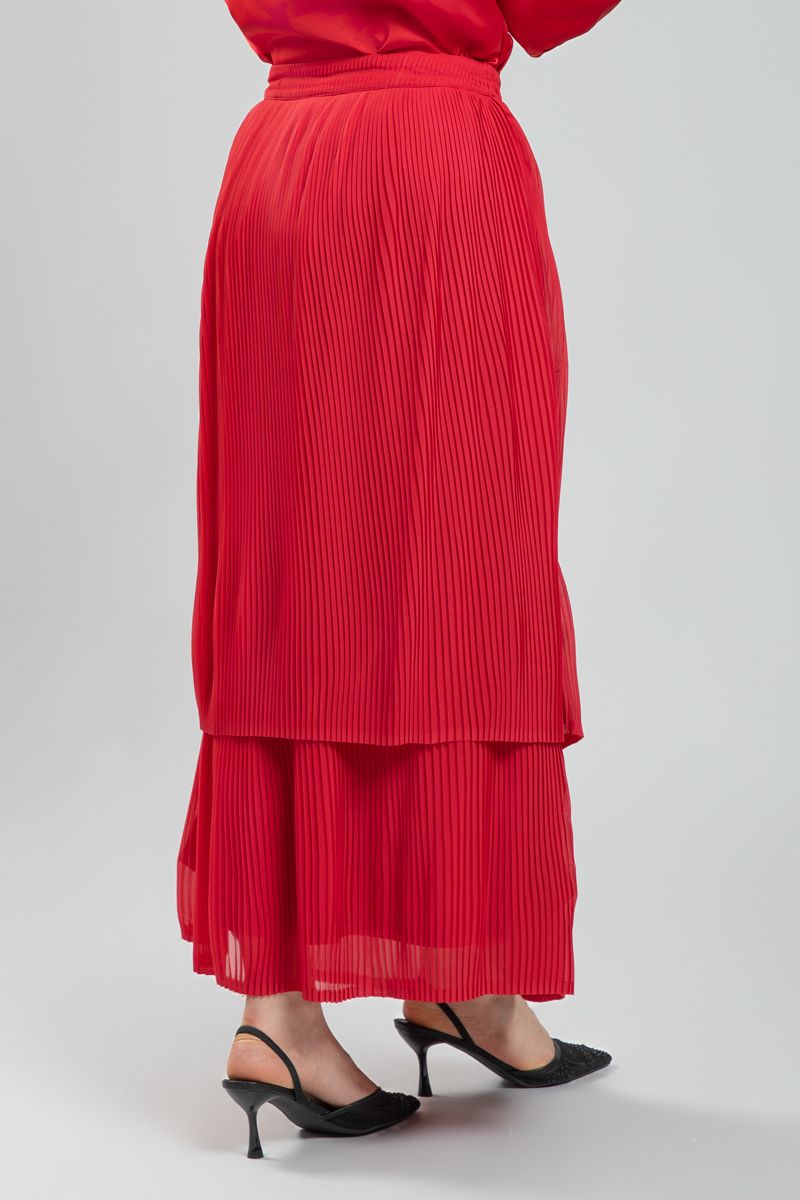 تنورة ماكسي نسائية ناعمة بتصميم متعدد الطبقات وستايل كسرات