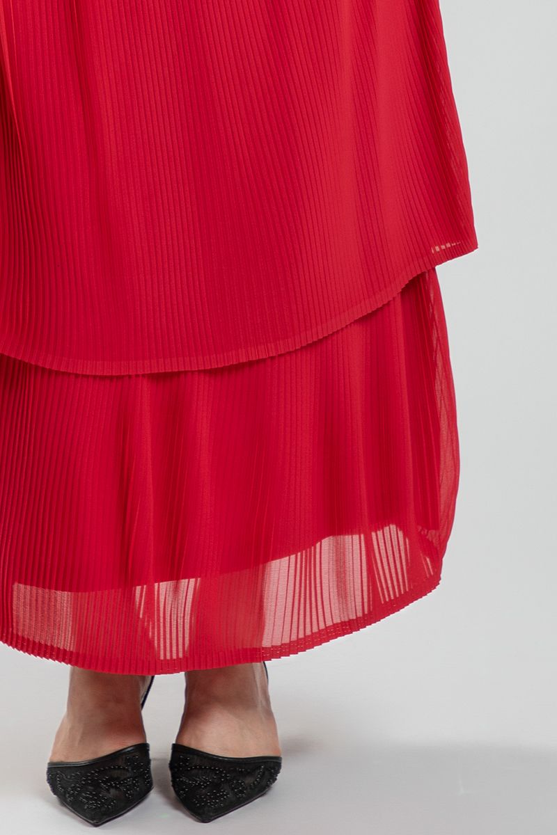 تنورة ماكسي نسائية ناعمة بتصميم متعدد الطبقات وستايل كسرات