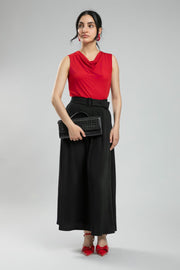 تنورة ماكسي كلاسيكية نسائية - لون موحد، طيات أمامية