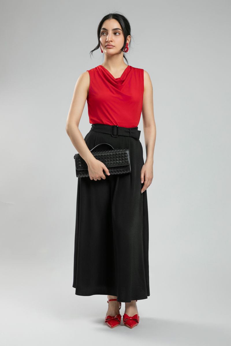 تنورة ماكسي كلاسيكية نسائية - لون موحد، طيات أمامية