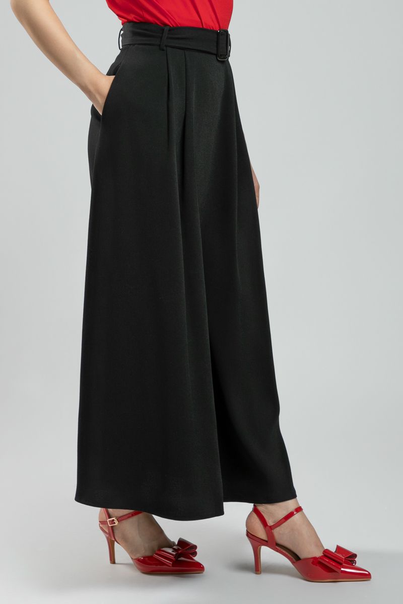 تنورة ماكسي كلاسيكية نسائية - لون موحد، طيات أمامية