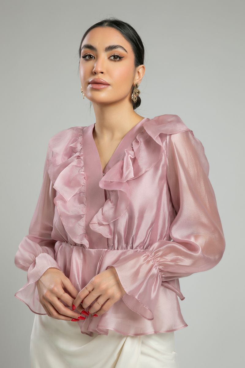 Sheer Ruffled Blouse with Layers
