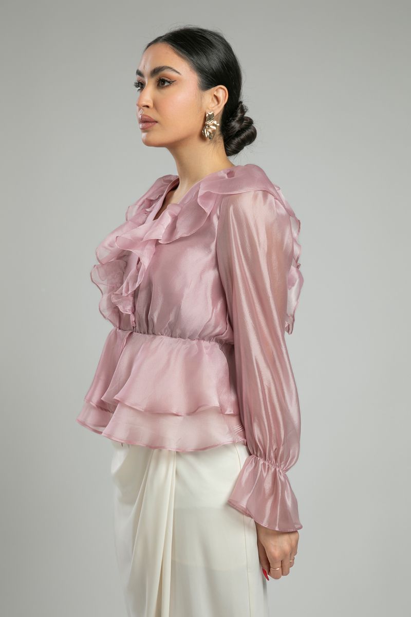 Sheer Ruffled Blouse with Layers