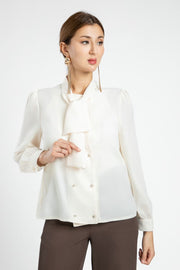 BACK TO WORK Shirt with Tie Collar Detail