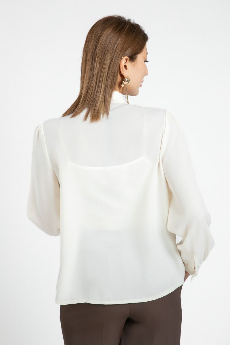 BACK TO WORK Shirt with Tie Collar Detail