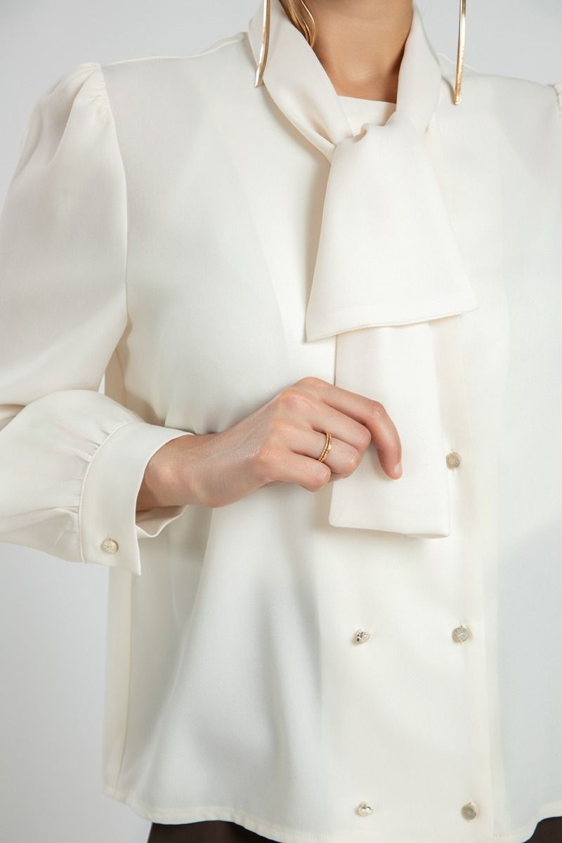 BACK TO WORK Shirt with Tie Collar Detail