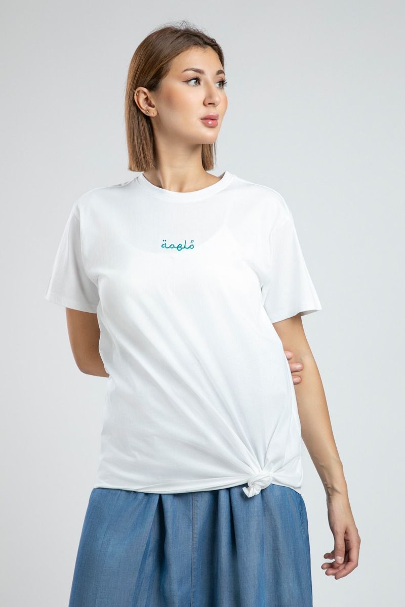 Embroidered Arabic Lettering Statement Tshirt