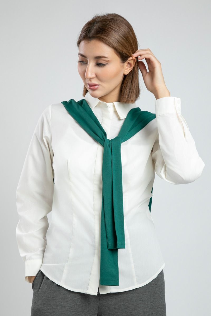 Elegant Fitted Shirt with Contrast Shoulder Layer