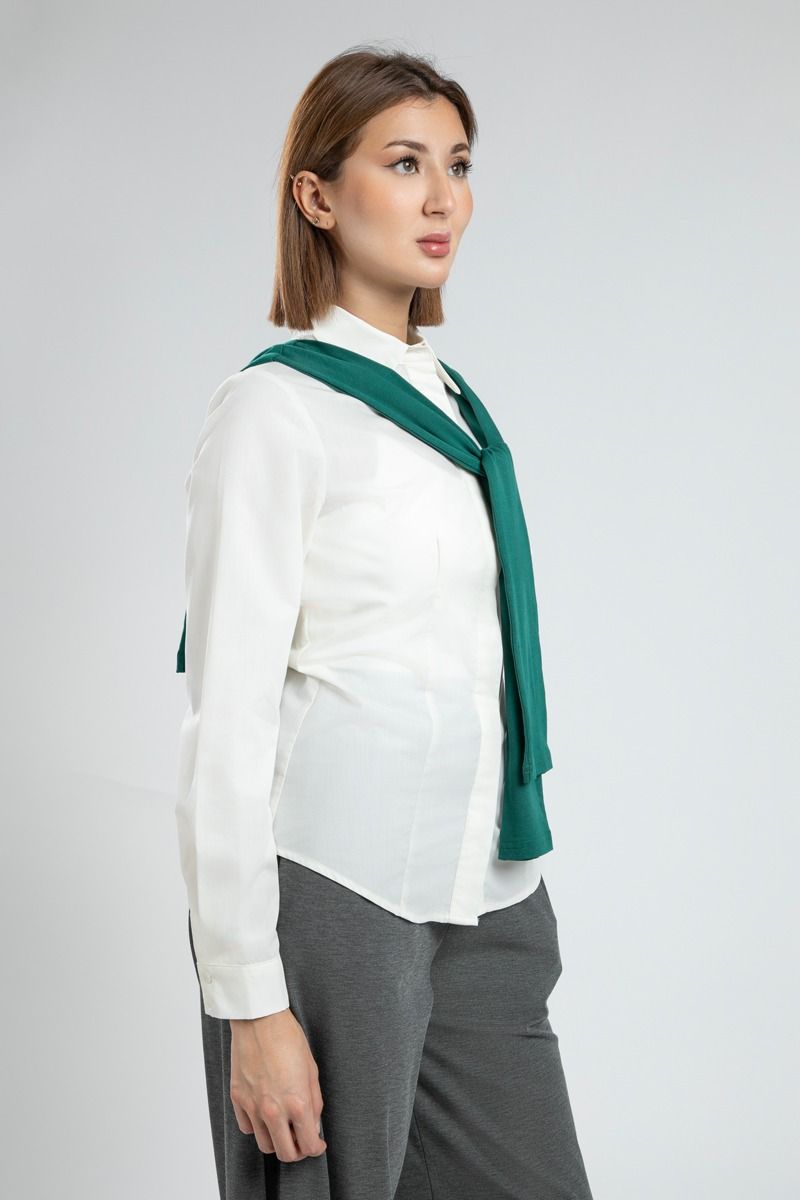 Elegant Fitted Shirt with Contrast Shoulder Layer