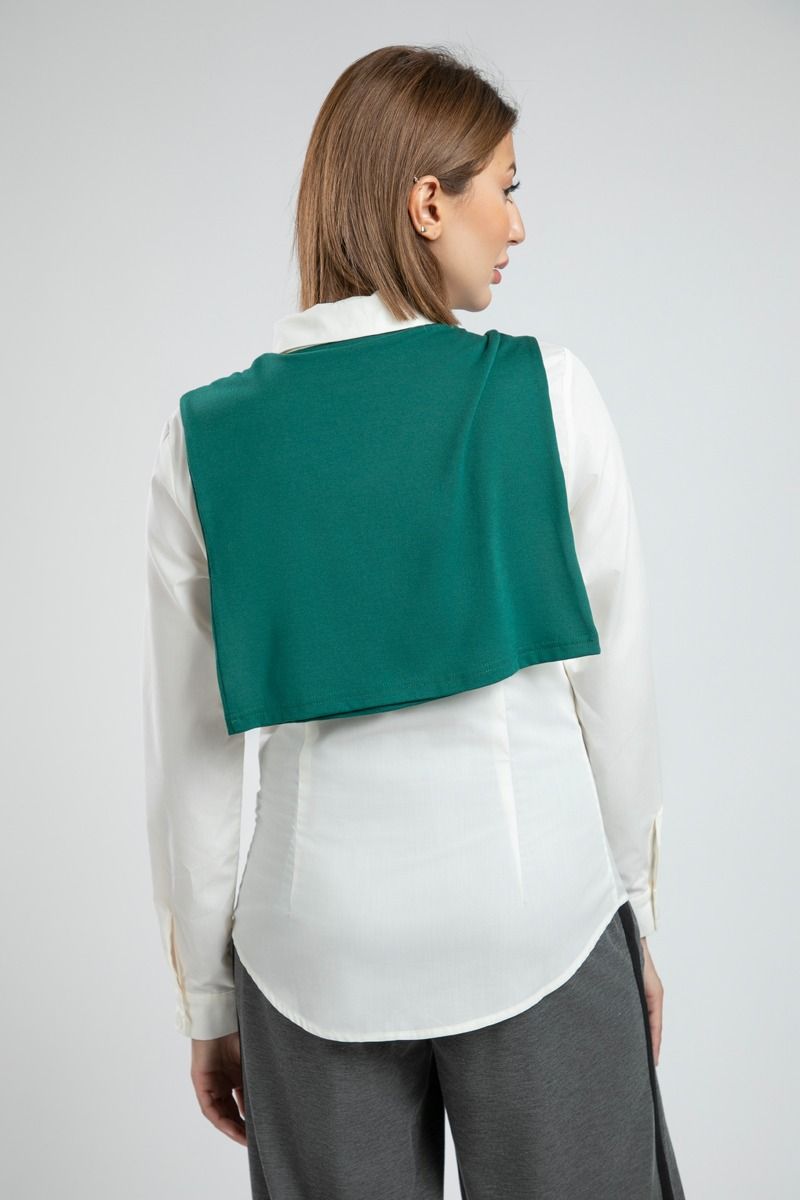 Elegant Fitted Shirt with Contrast Shoulder Layer