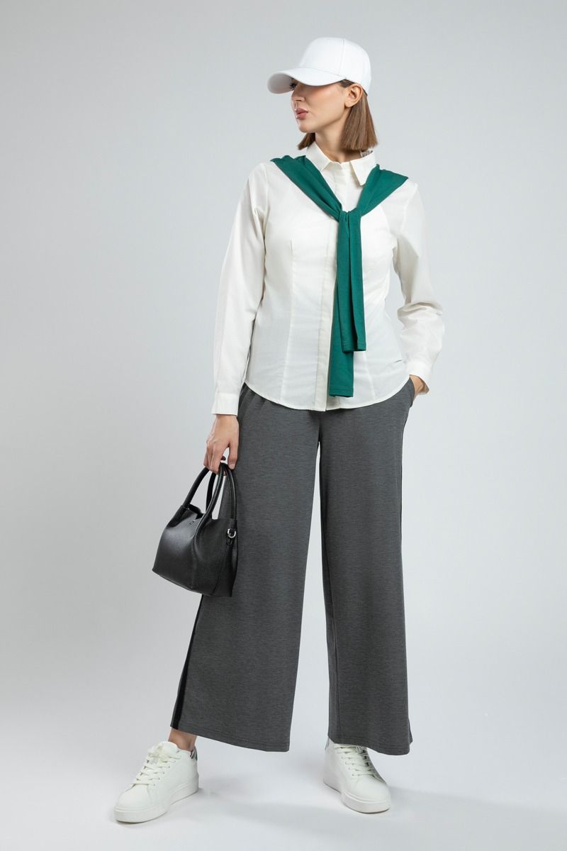 Elegant Fitted Shirt with Contrast Shoulder Layer