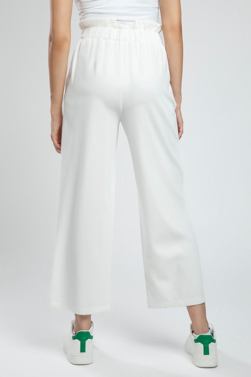High Waist Relaxed Pants with Ruffled Waist