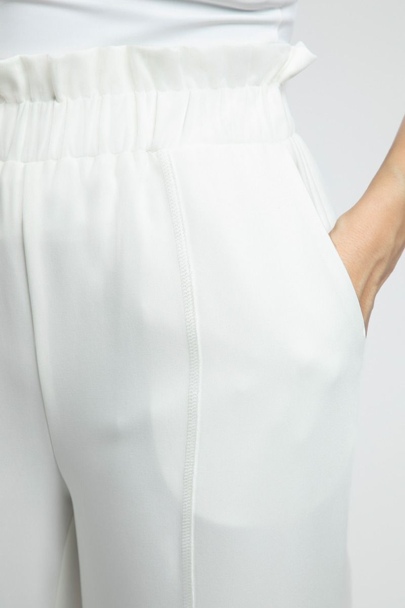 High Waist Relaxed Pants with Ruffled Waist
