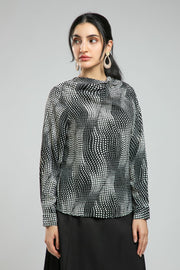 Women's Long Sleeve Blouse - Full Design Print