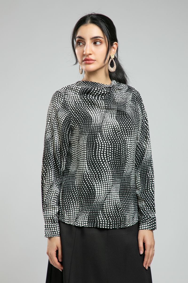 Women's Long Sleeve Blouse - Full Design Print