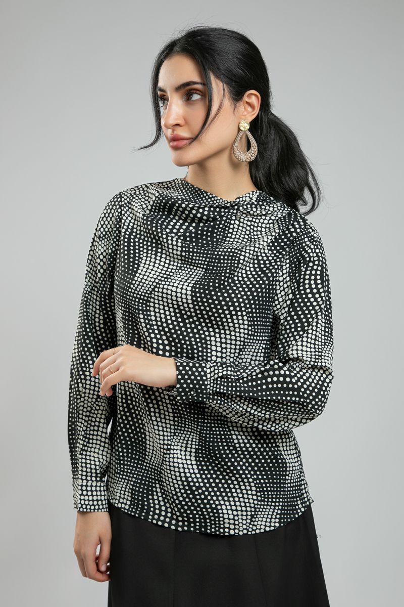 Women's Long Sleeve Blouse - Full Design Print