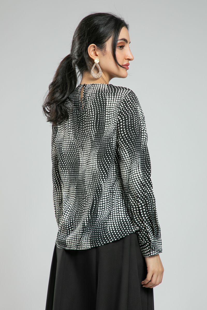 Women's Long Sleeve Blouse - Full Design Print