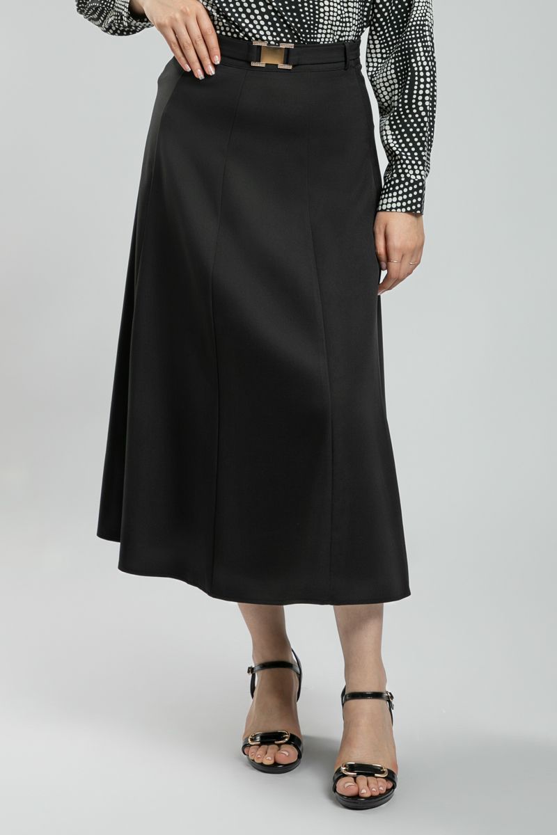 Women's A Cut Longline Skirt - Solid Color, Trim Details