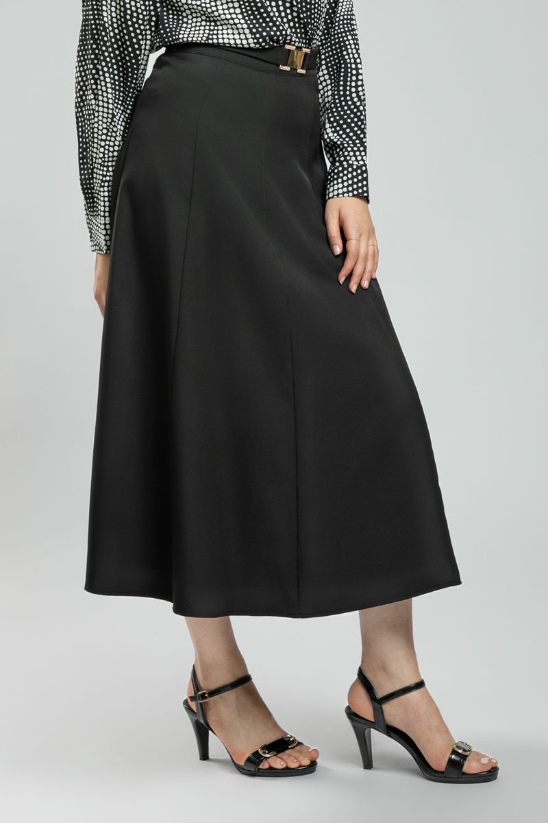 Women's A Cut Longline Skirt - Solid Color, Trim Details