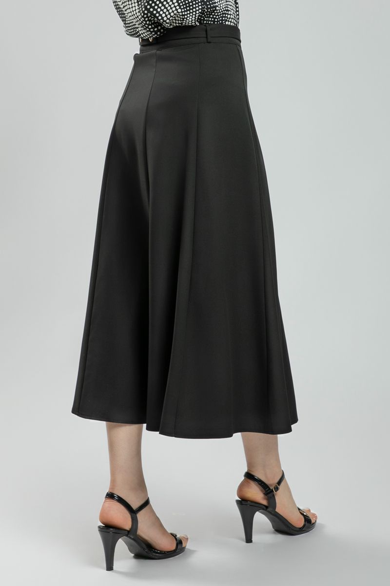 Women's A Cut Longline Skirt - Solid Color, Trim Details