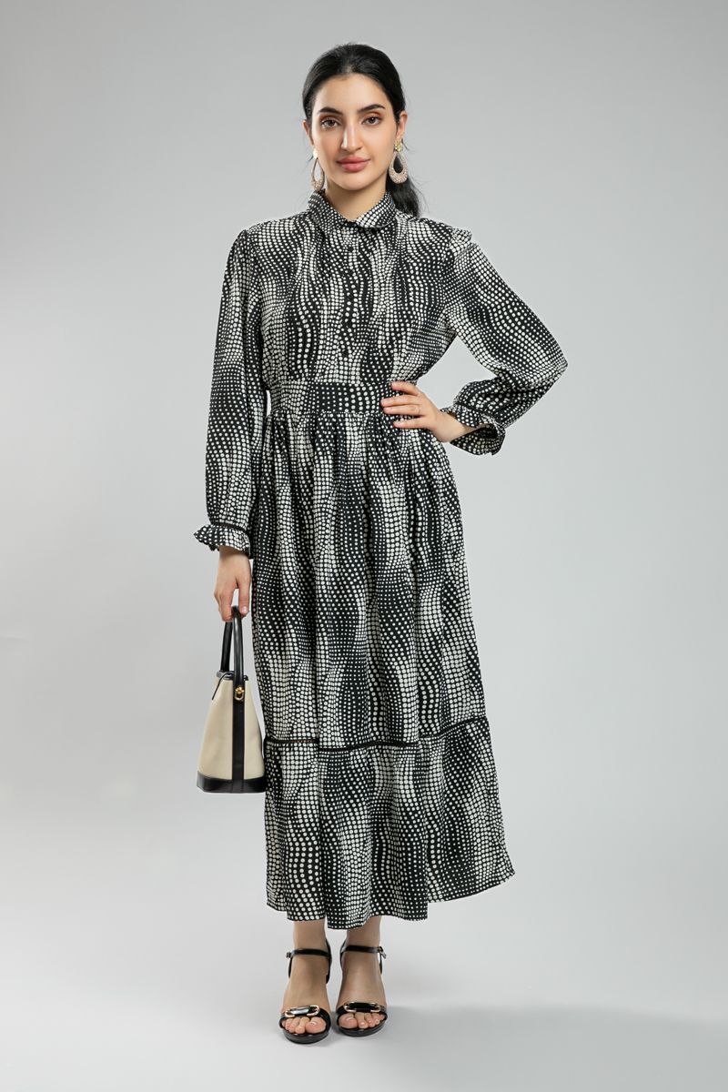 Women's Longline Shirt Dress - All Over Printed Pattern