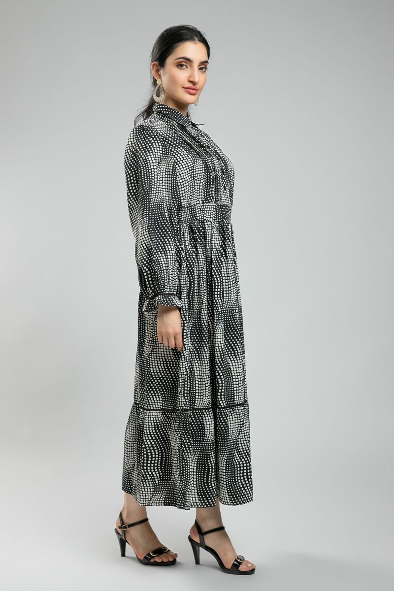 Women's Longline Shirt Dress - All Over Printed Pattern