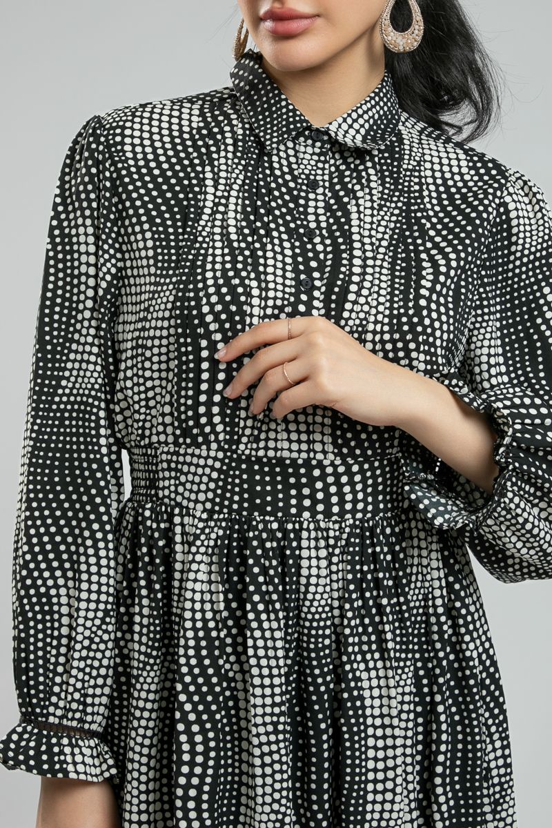 Women's Longline Shirt Dress - All Over Printed Pattern