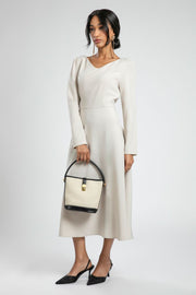 Elegant Longline Office Dress with Back Zipper