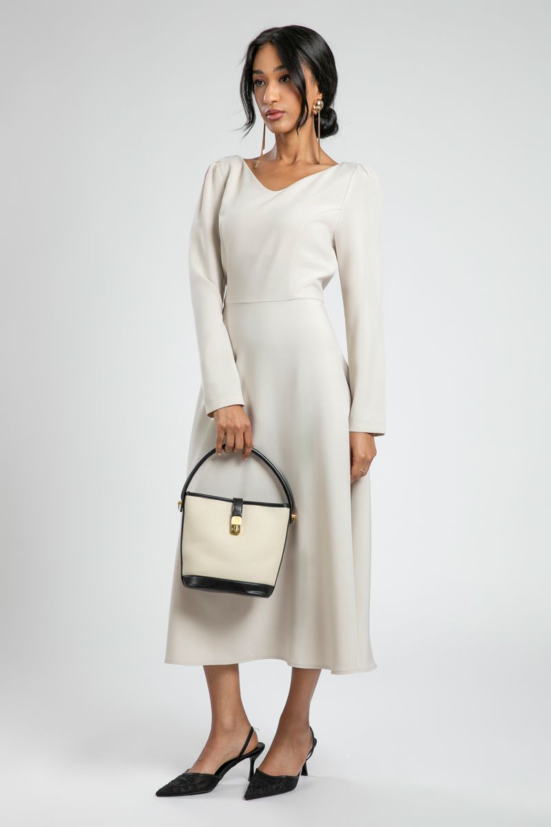 Elegant Longline Office Dress with Back Zipper