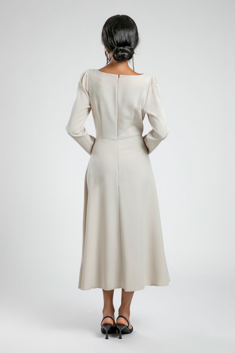 Elegant Longline Office Dress with Back Zipper