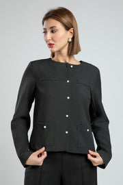 Elegant Office Blazer with Round Neck
