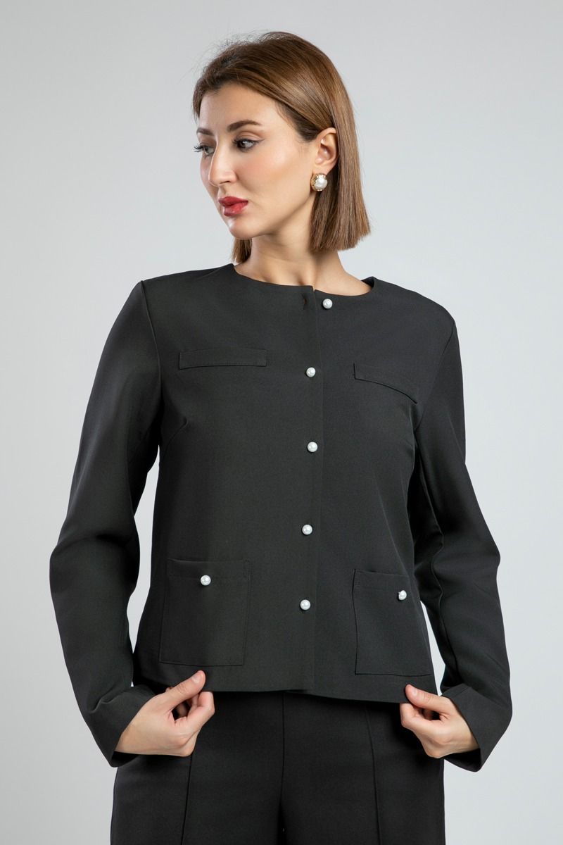 Elegant Office Blazer with Round Neck