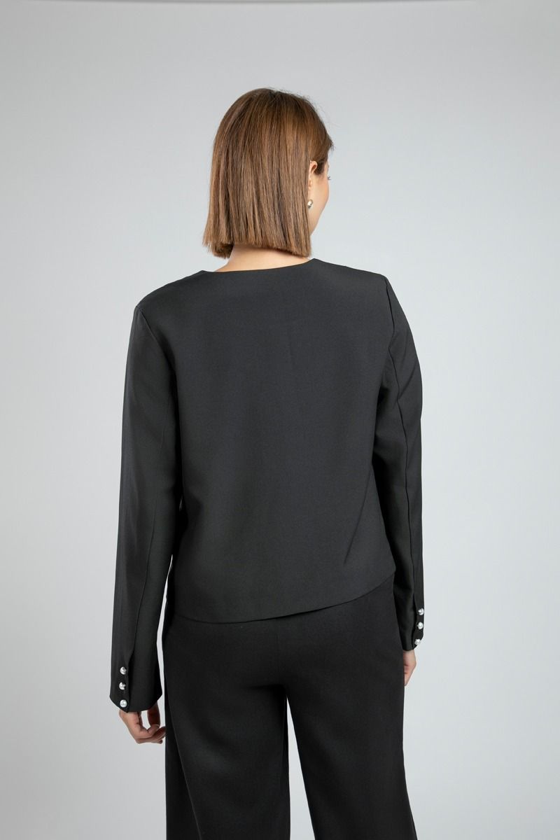 Elegant Office Blazer with Round Neck