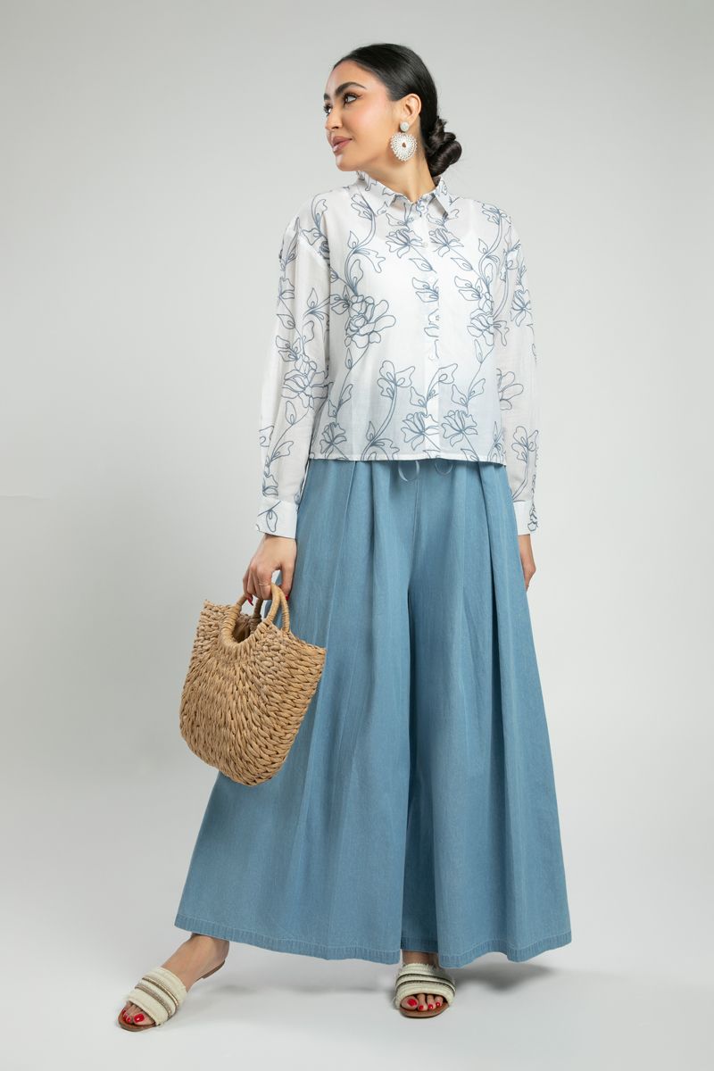 Embroidered Shirt with Floral Stitch