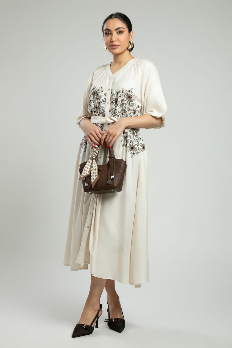 Floral-Print Button Midi Dress