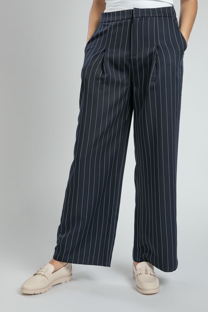 Striped Wide Leg Office Pants