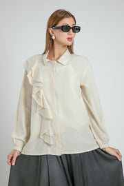 Classic Office Shirt with Ruffle Detail