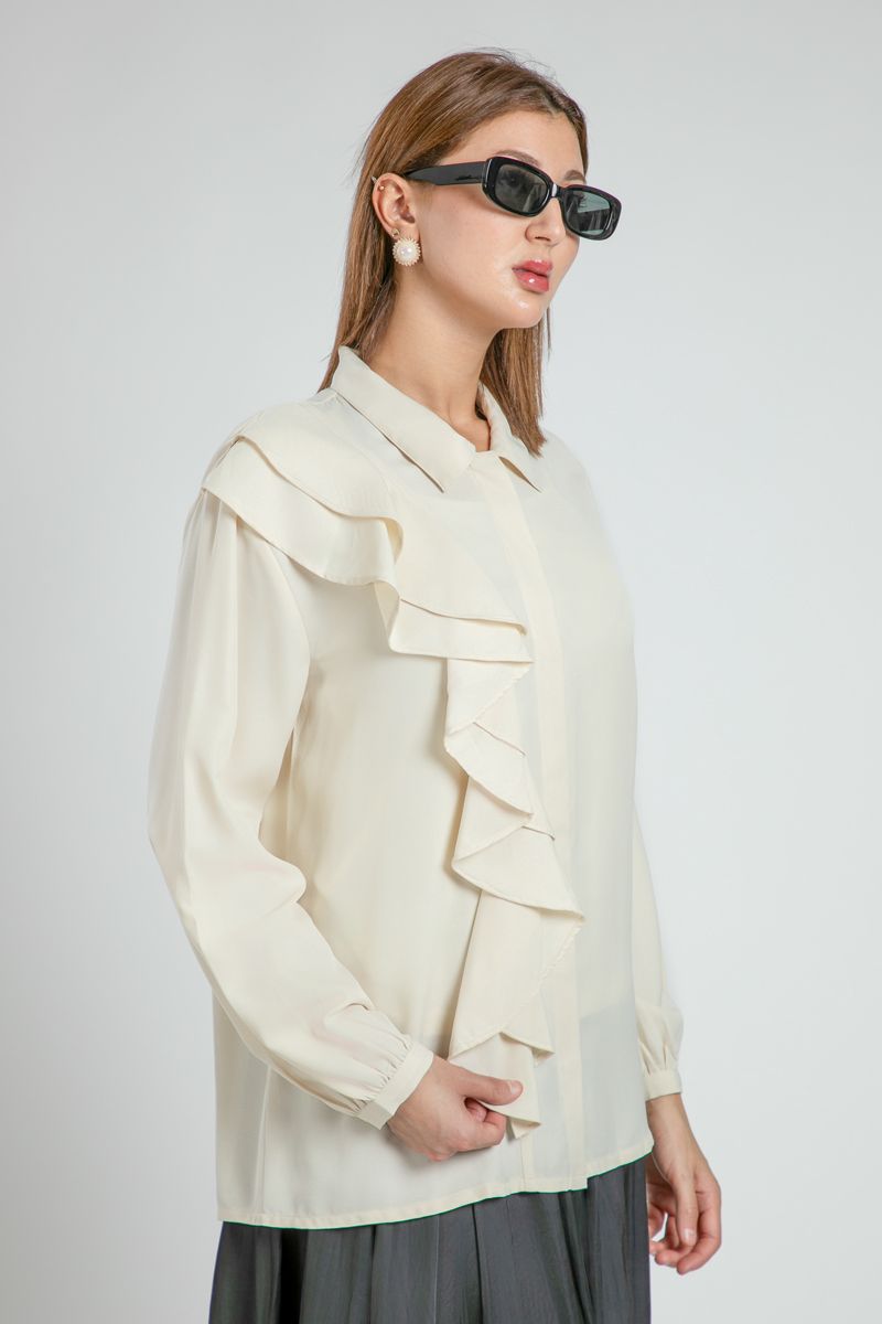Classic Office Shirt with Ruffle Detail