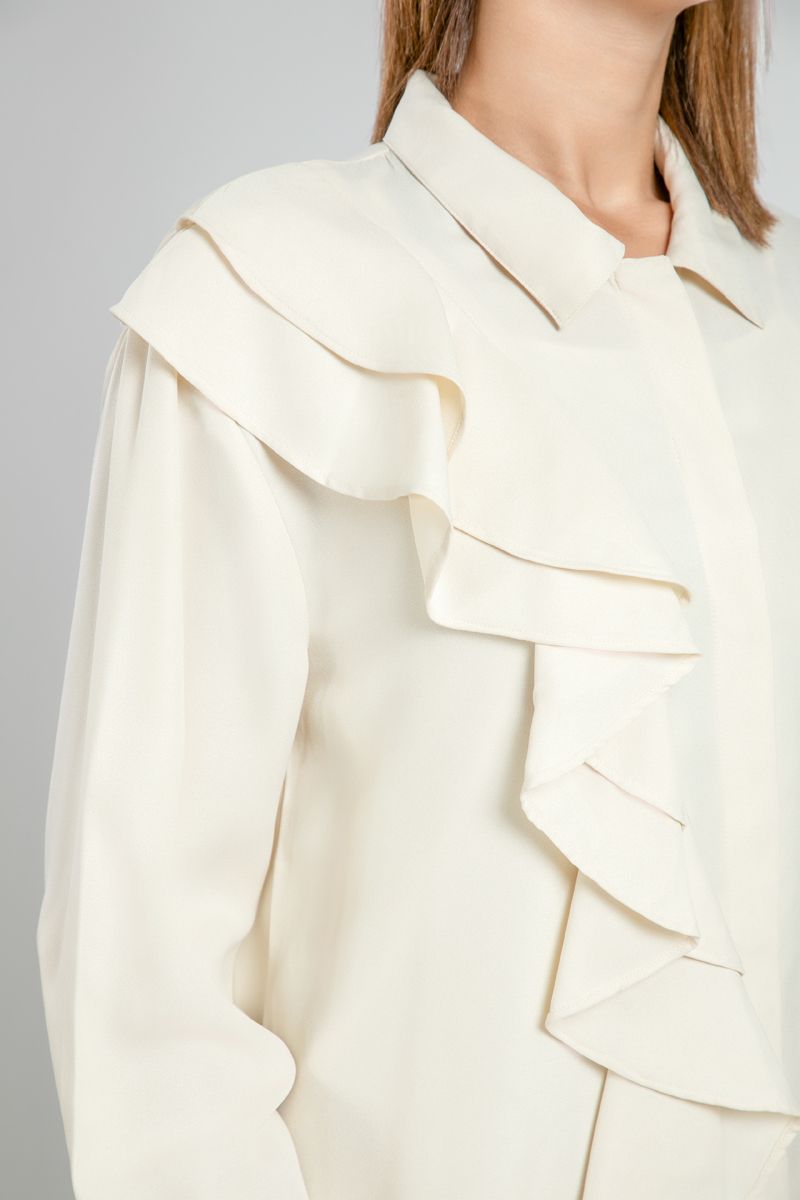 Classic Office Shirt with Ruffle Detail