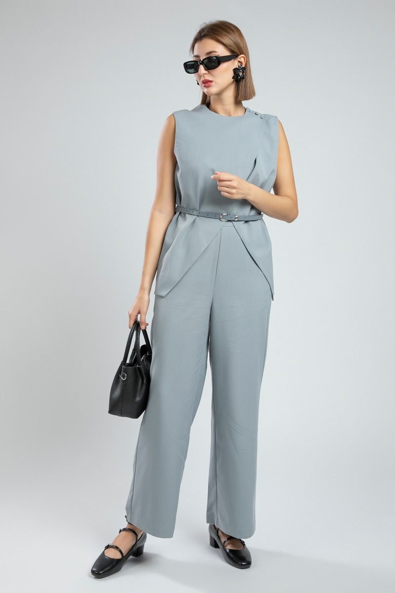 Classic Wide Leg Office Pants with Elastic Waist