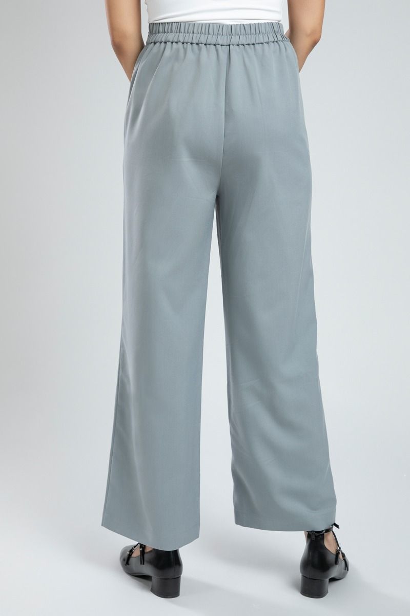 Classic Wide Leg Office Pants with Elastic Waist