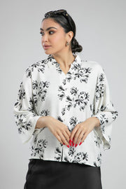 Floral Print Shirt with Wide Sleeves