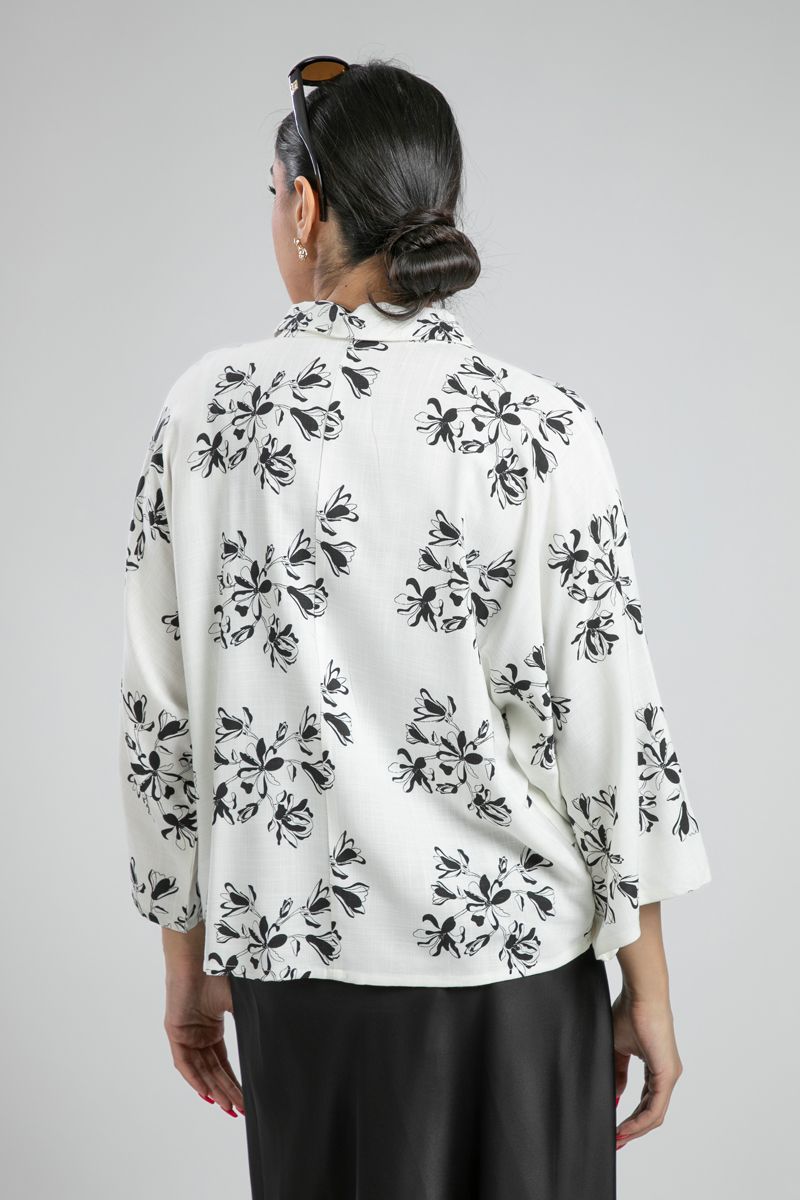 Floral Print Shirt with Wide Sleeves