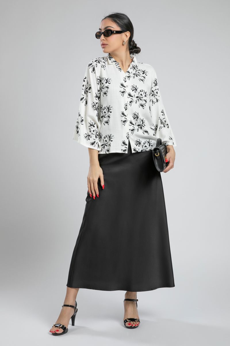 Floral Print Shirt with Wide Sleeves