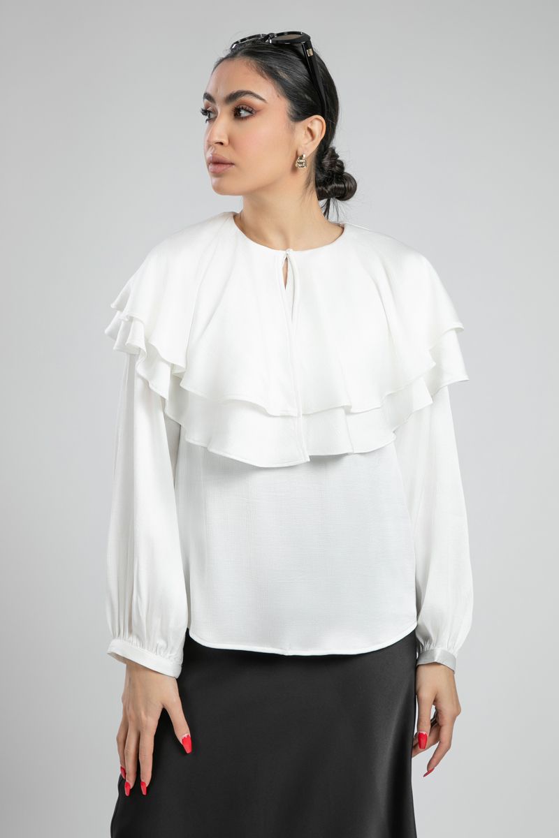 Ruffled Blouse with Layered Frill