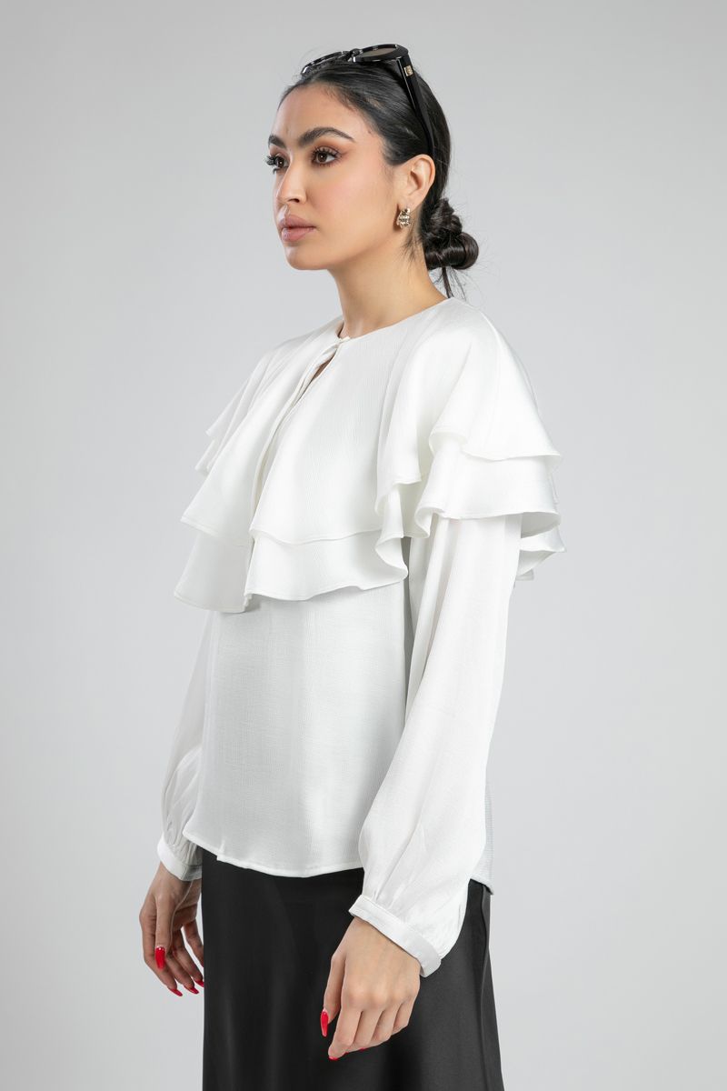 Ruffled Blouse with Layered Frill