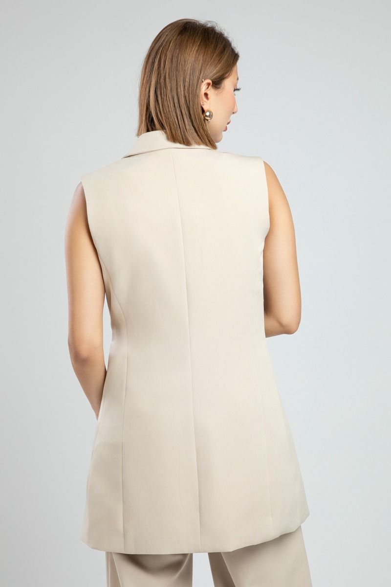 Elegant Sleeveless Waistcoat with Tie Waist