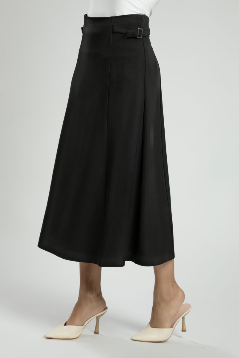 Midi Skirt with Side Buckle Details