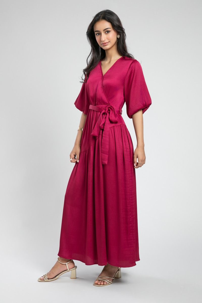 Wrap Style Maxi Dress with Flowing Silhouette