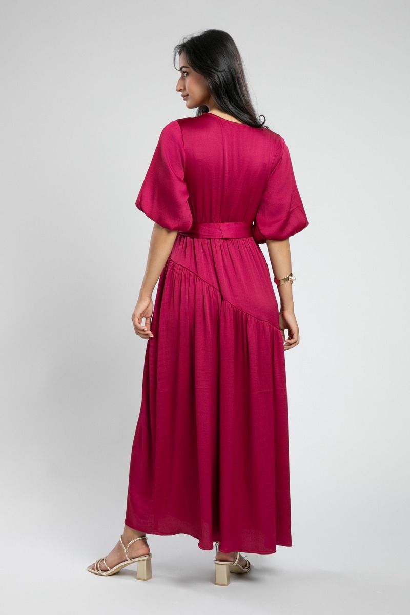 Wrap Style Maxi Dress with Flowing Silhouette